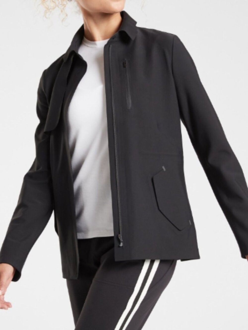 Athleta Lunar Jacket NWT Black Zip Front Size 6